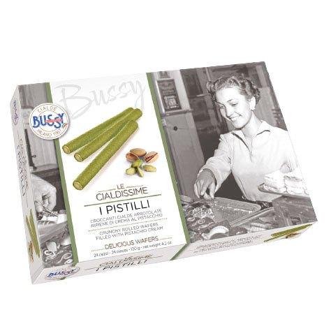 Bussy Pistachio Cream Filled Round Wafers - OO Sweet Snacks - Olive Ovation