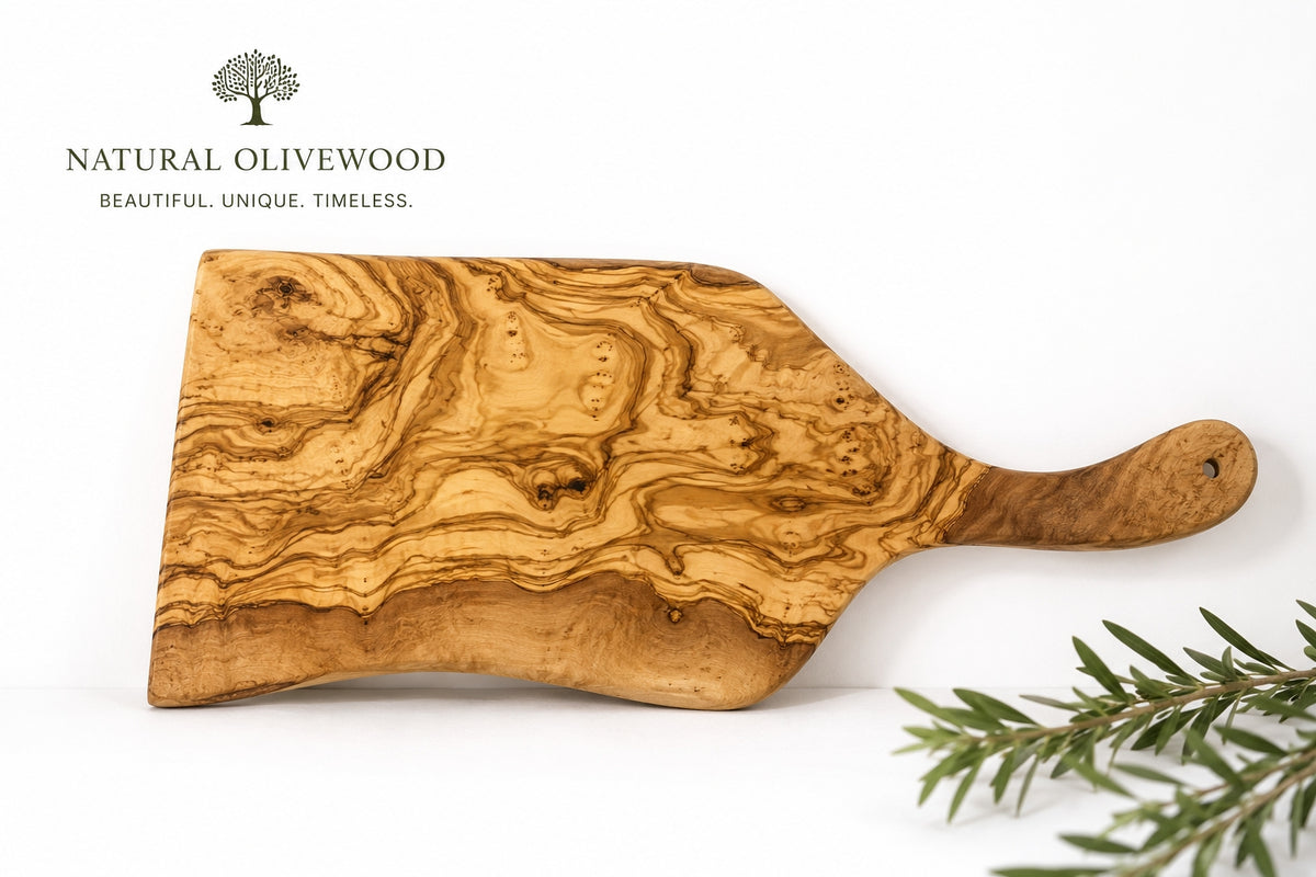 Olive Wood Charcuterie Board - Long Handle