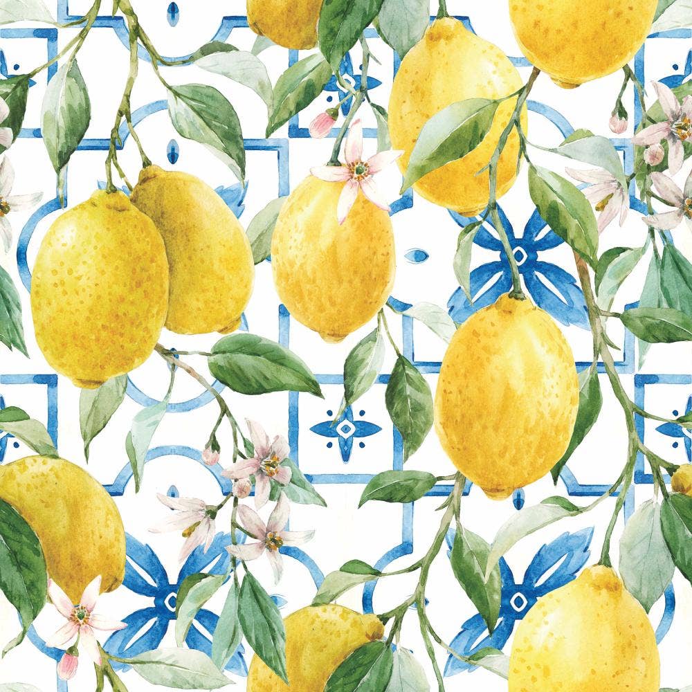 Lemons on Mediterranean Tile Lunch Napkins – 20 Count