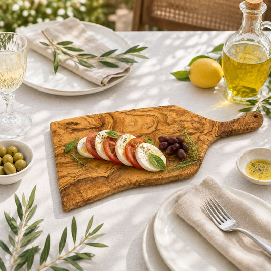 Olive Wood Charcuterie Board - Long Handle