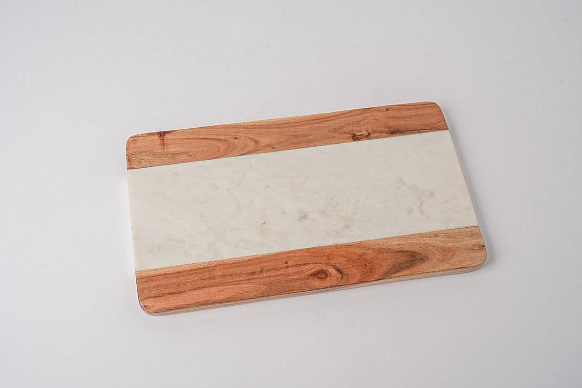 Marble and Acacia Wood Serving Board w/Cheese Knife
