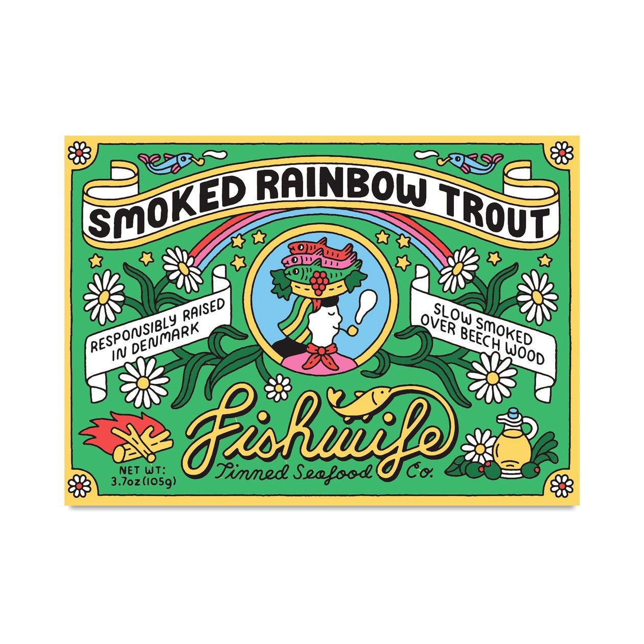 Fishwife Smoked Rainbow Trout 3.7oz - Olive Ovation