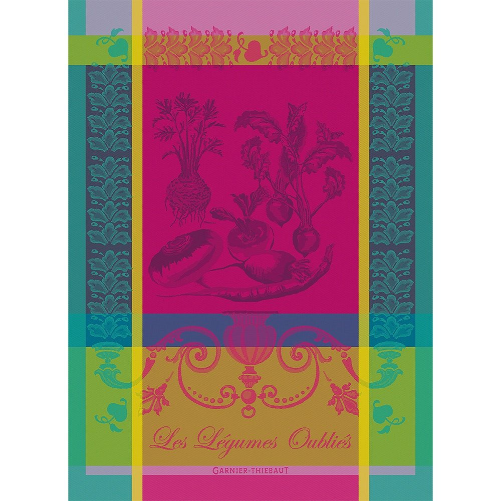 Legumes Oublies Fuchsia Kitchen Towel - Olive Ovation