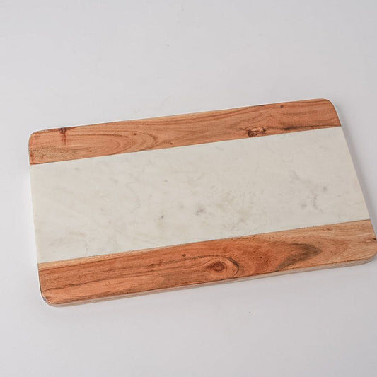 Marble and Acacia Wood Serving Board w/Cheese Knife - Olive Ovation