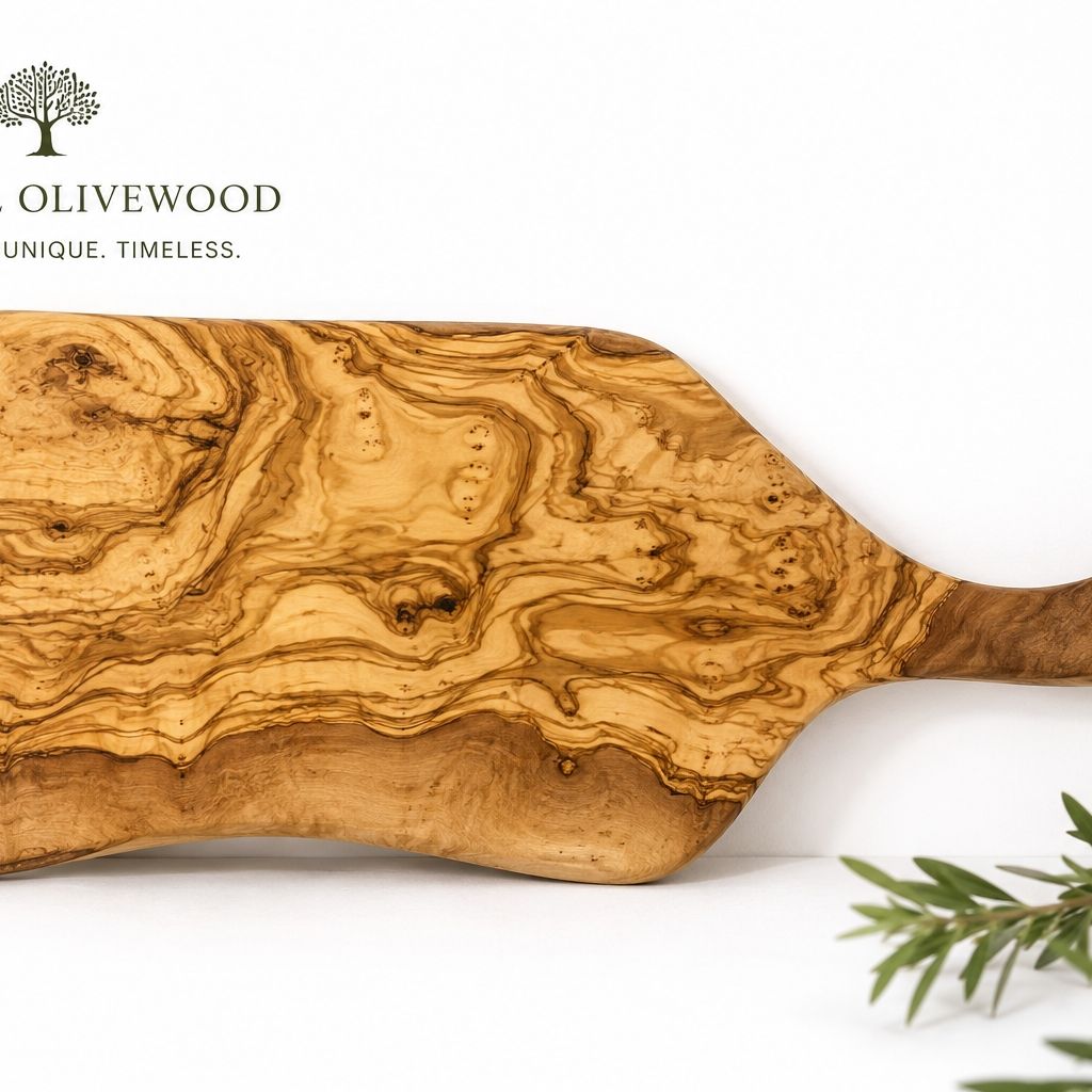 Olive Wood Charcuterie Board - Long Handle - Olive Ovation