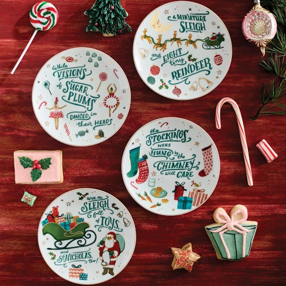 Twas The Night Before Christmas Four Plate Gift Set